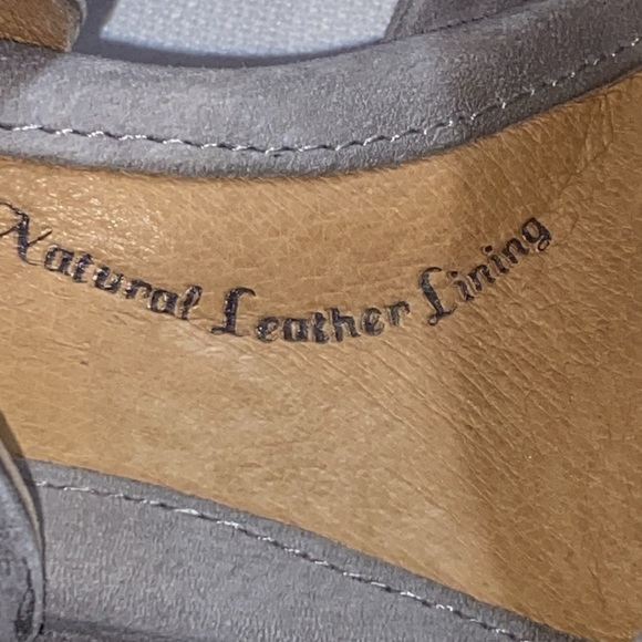 Sofft Gray Wedge Leather Suede Wo size 7 Back ankle zipper criss cross straps - Picture 10 of 12